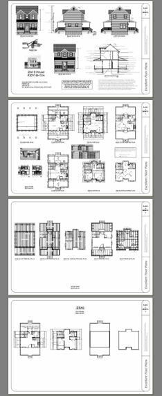 20x16 Tiny House -- PDF Floor Plan -- 616 sq ft -- Model 10A