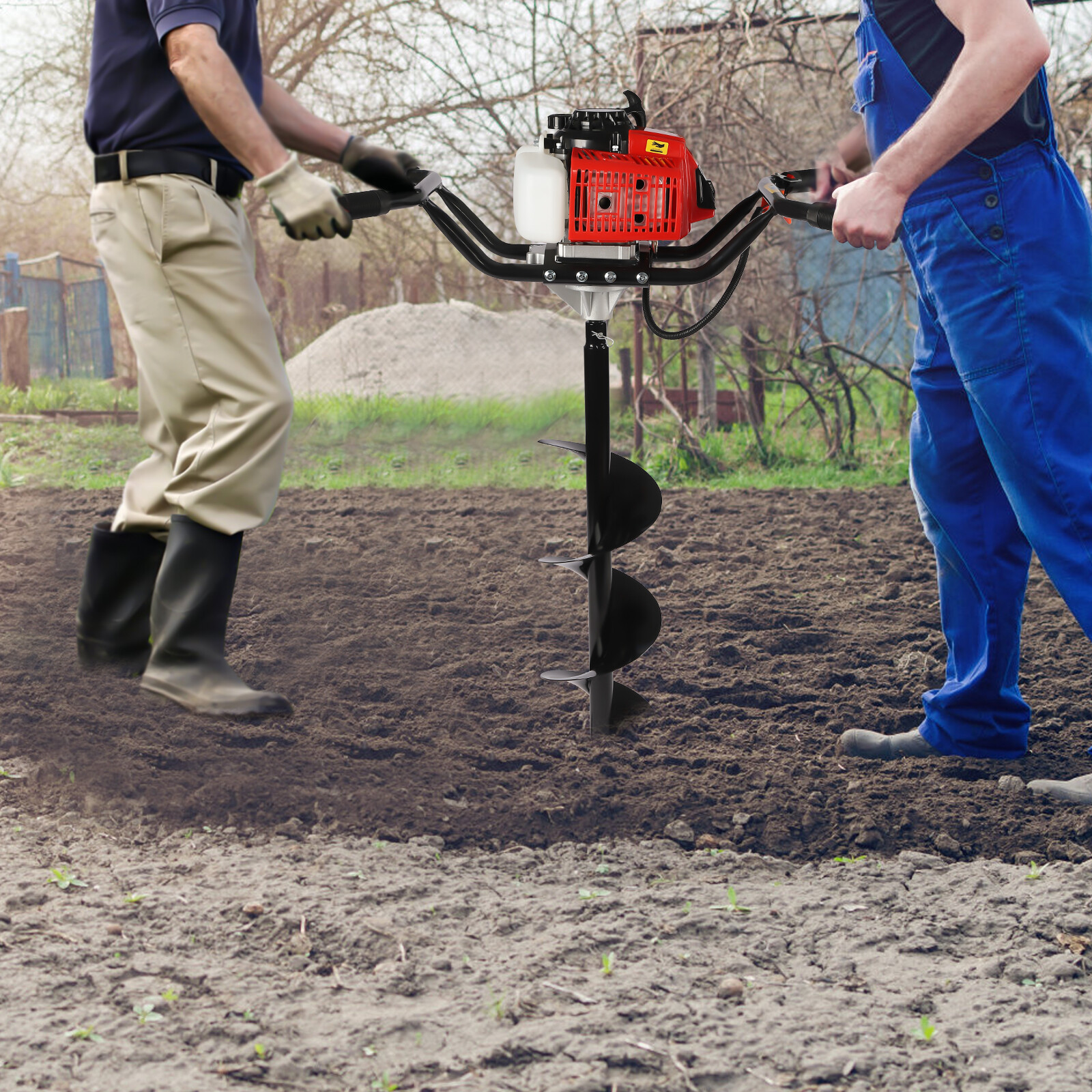 2-Man Petrol Earth Auger Ground Drill Fence Post Digger, New