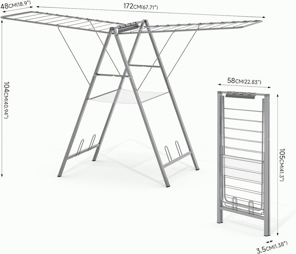 Clothes Drying Rack Foldable Metal Laundry Drying Rack Collapsible Portable