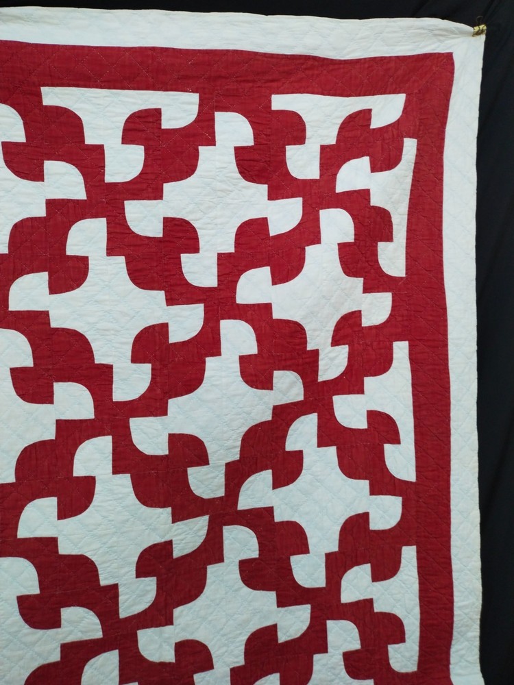 vintage hand Quilting patchwork drunkards path Quilt needlework Stitched A193