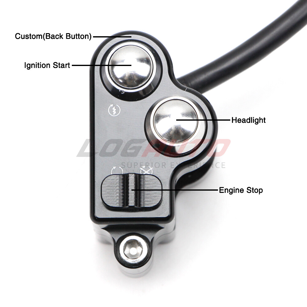 For Harley Universal 1'' Handlebar Control Switch Motorcycle Start Button Black