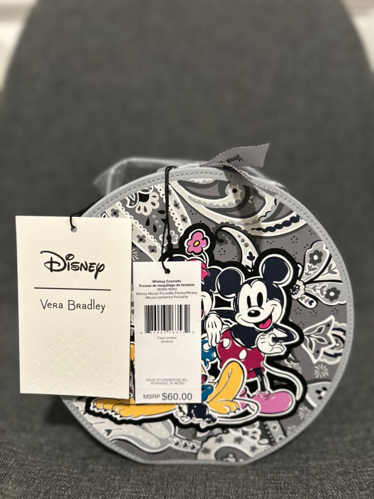NEW Vera Bradley Disney MICKEY Mouse PICCADILL PAISLEY Whimsy Cosmetic Case NWT