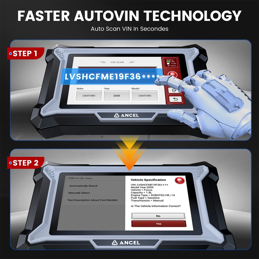 ANCEL DS100 Car OBD2 Scanner Diagnostic Tool ABS SRS Engine Code Reader EPB TPMS