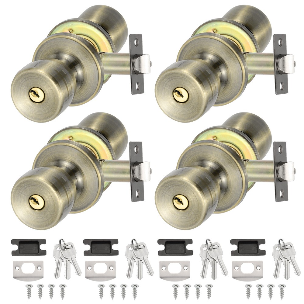 4 Pack Key Entry Door Knobs Interior, Bronze