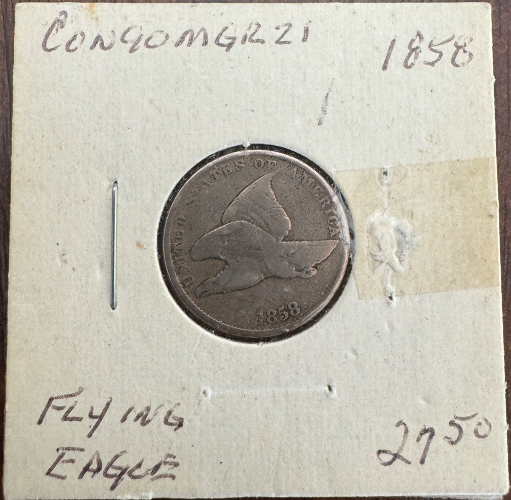 1858 Flying Eagle Large Letter One Cent Coin