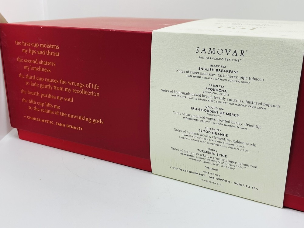 Samovar Essential Tea Gift Set 5 Premium Whole Leaf Teas Brewing Pot & Scoop
