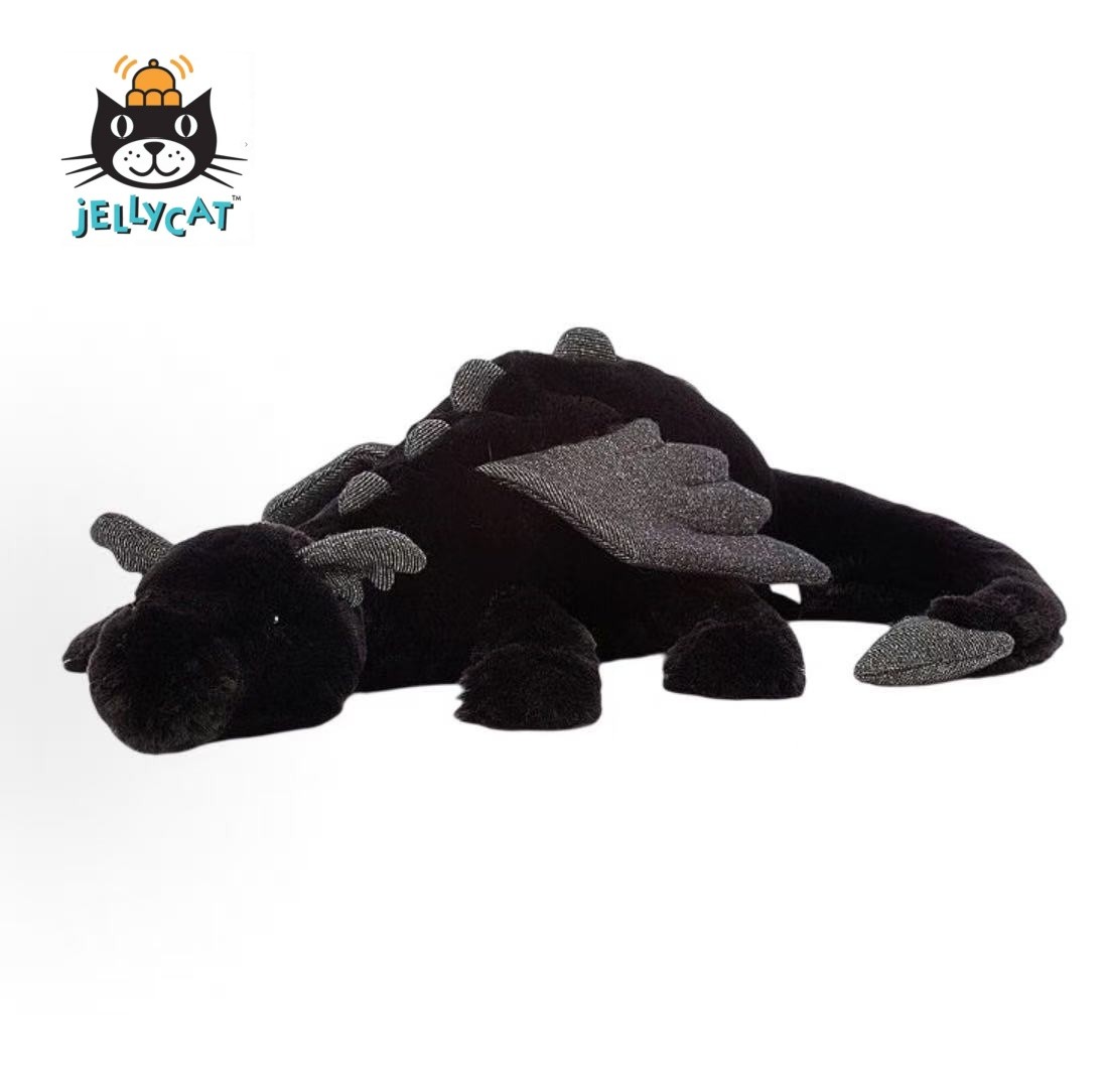 Jellycat Onyx Dragon Plush – Black - RETIRED RARE 50cm - NEW WITH TAGS Gifts