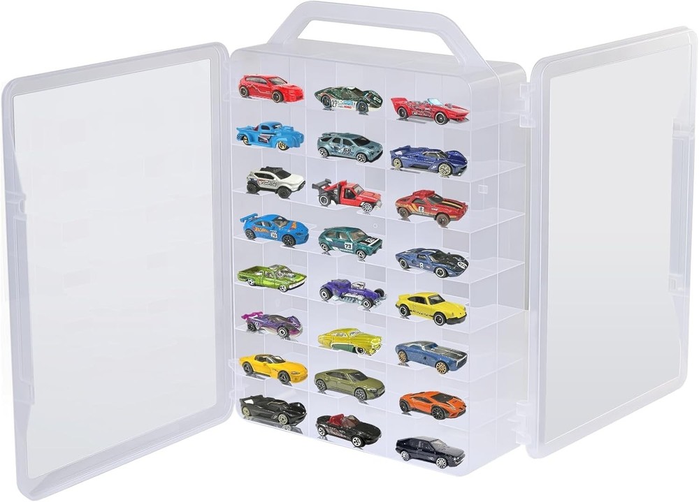 Double Sided Storage Case for Hot Wheels Storage with Carrying Handle, Portab...