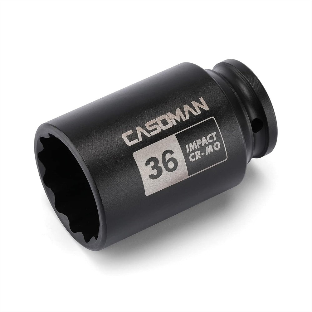 12" Drive Impact Socket 36mm 12-Point Chrome Molybdenum Durable for Axle Nuts