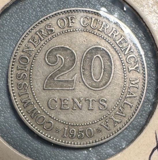 1950 Malaysia / Malaya 20 Cent coin - Excellent Condition