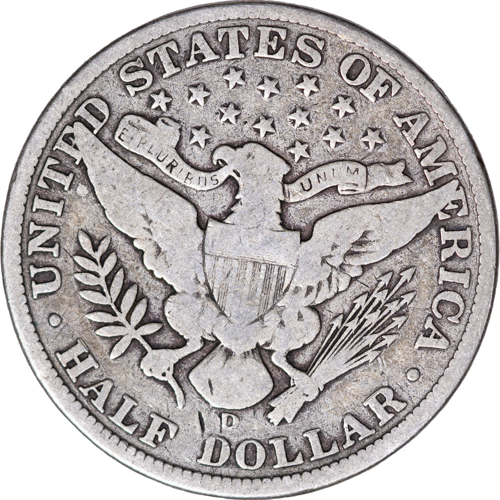 1908-D Barber Silver Half Dollar ~ VG