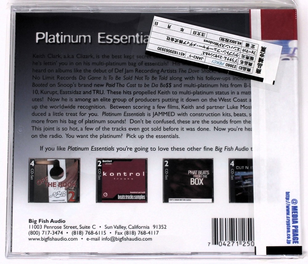 Big Fish Audio Platinum Essentials Sample Library/Sound Library/Sampling CD