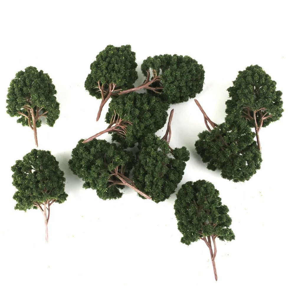 10pcs HO OO Scale Model Trees Layout Train Diorama Scenery Dark Green