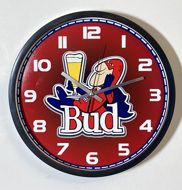 Budweiser Bud Man Logo Battery Wall Clock