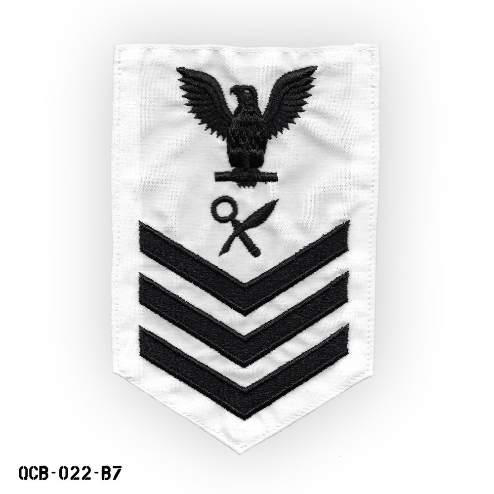 Intelligence ~ Large White Sleeve Patch US Navy Petty Officer First Class ~ NEW