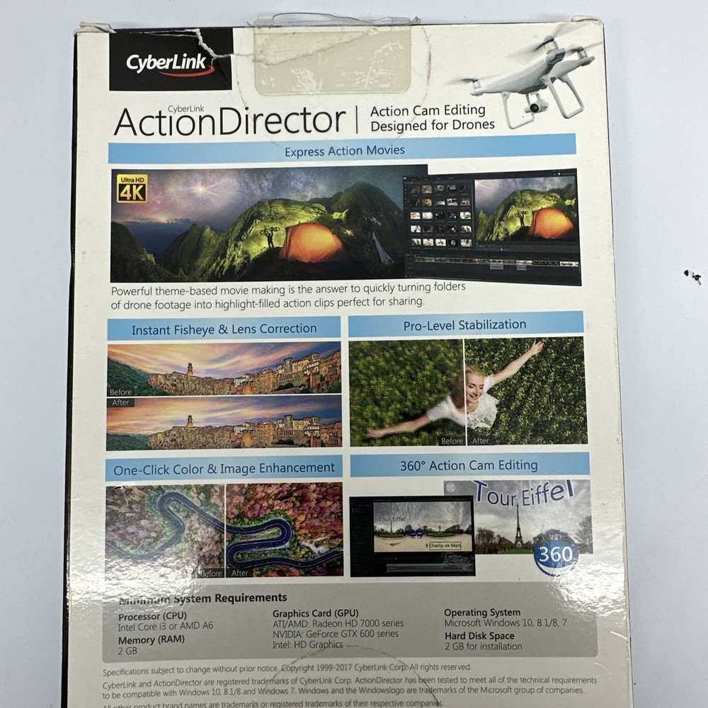 CyberLink ActionDirector Extreme Video Maker Drone Video Editing w/ Key