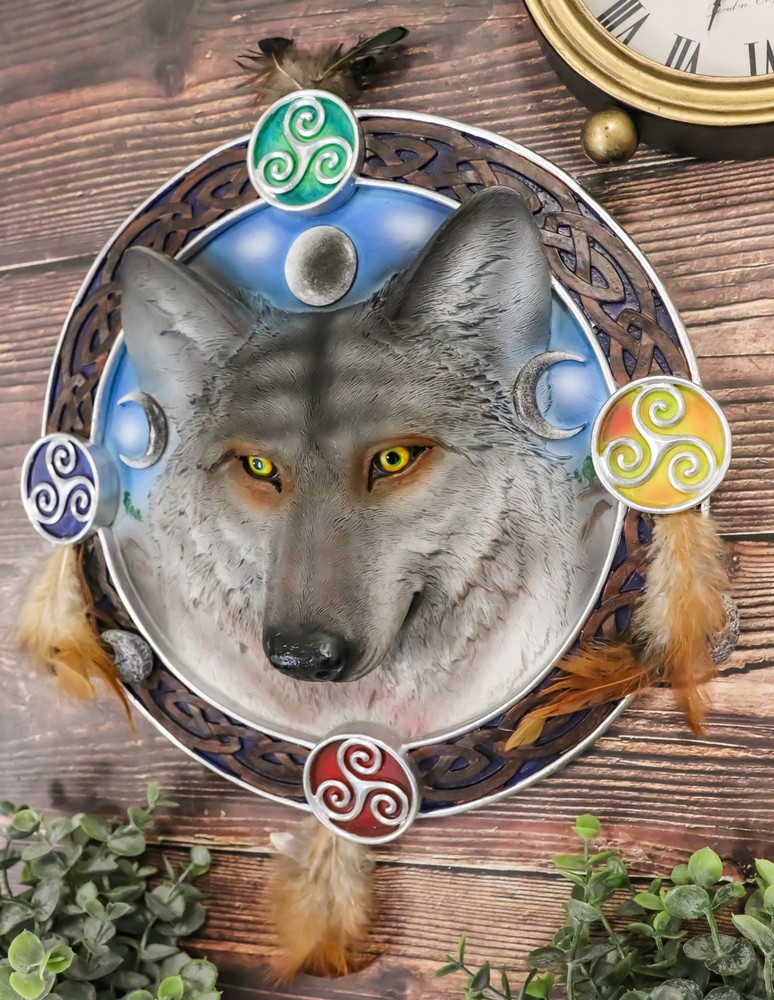 Large 12" Diameter Triple Goddess Triskele Trinity Celtic Alpha Wolf