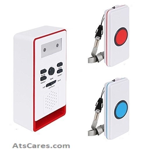 2 Button Elderly Caregiver Panic Putton - Alert System 600' Range - Waterproof