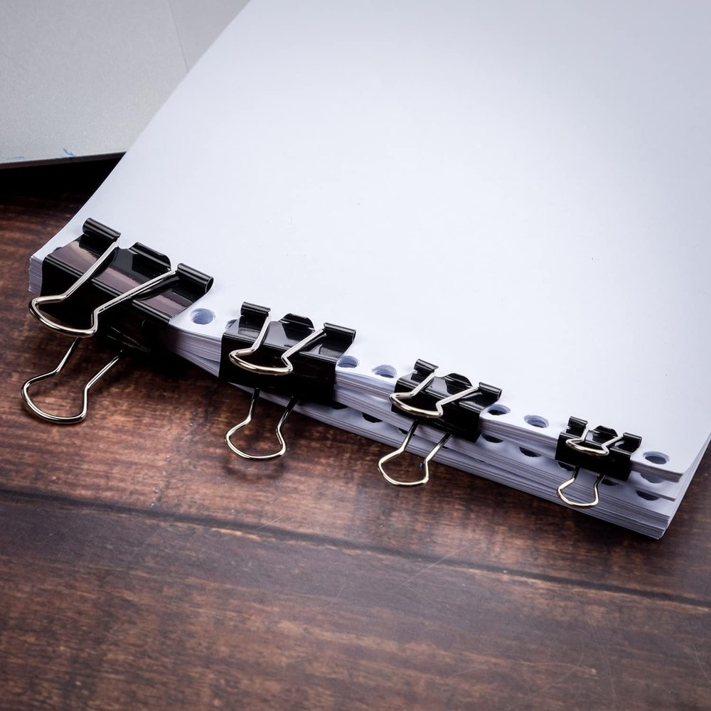 Assorted Sizes Binder Clips - 100 Pieces