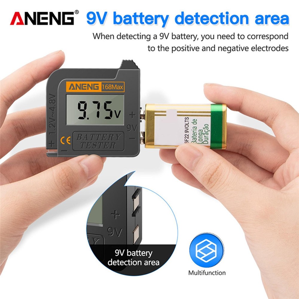 ANENG 168Max Digital Battery Capacity Checker Volt Checker For 9V AA AAA