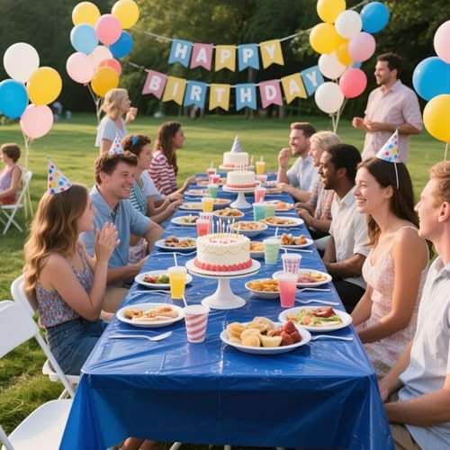 4 Pack Royal Blue Plastic Tablecloth, 54 X 108 Rectangle-4 Pack E01 Royal Blue