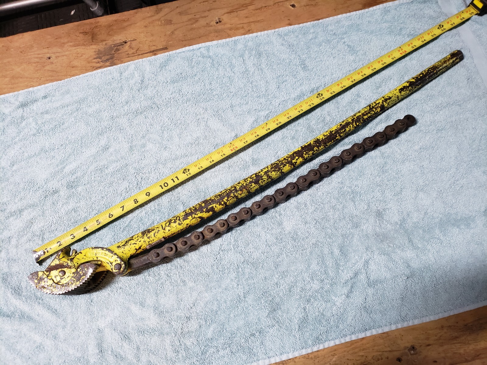 Falcon No. 49 Chain Pipe Wrench 36" Heavy-Duty Industrial Tool – Used