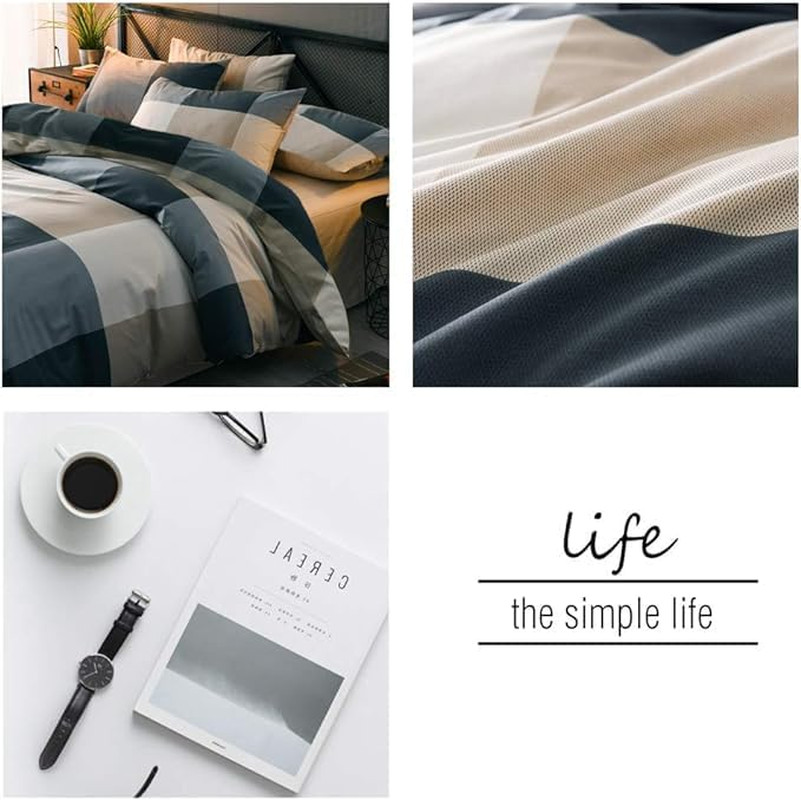 Queen Comforter Set Fluffy Plaid Checkered Pattern Comforter Set Modern Style Ge