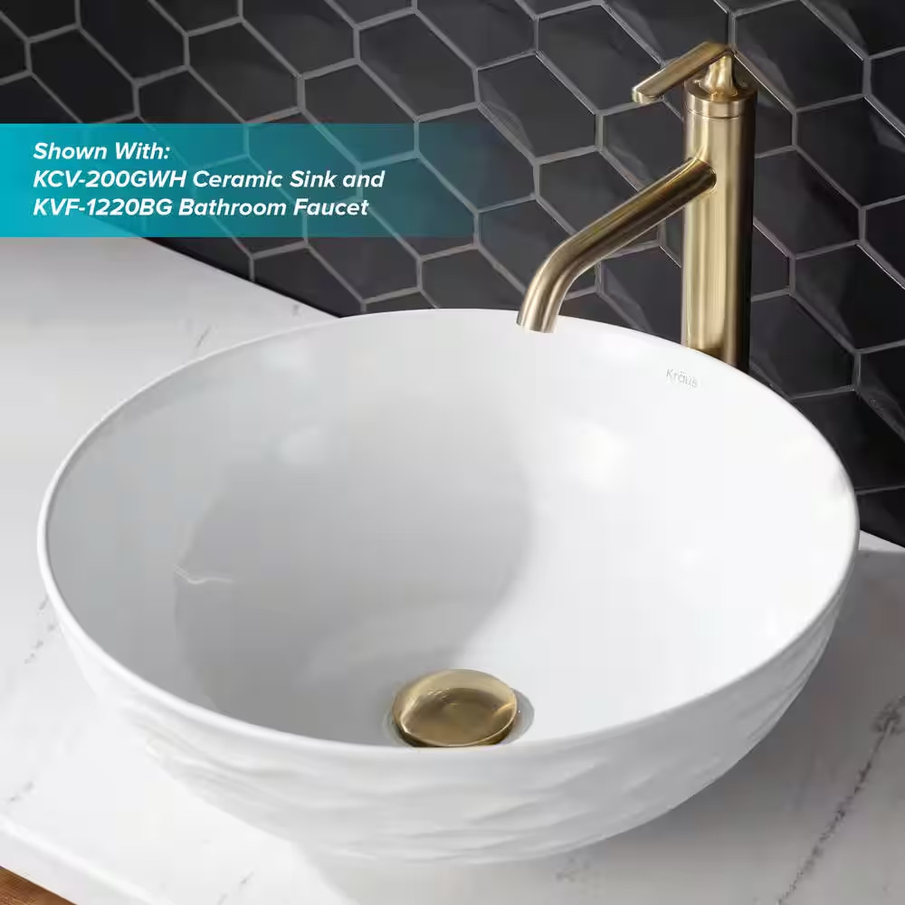 Pop-Up Drain for Bathroom Sink in Brushed Gold