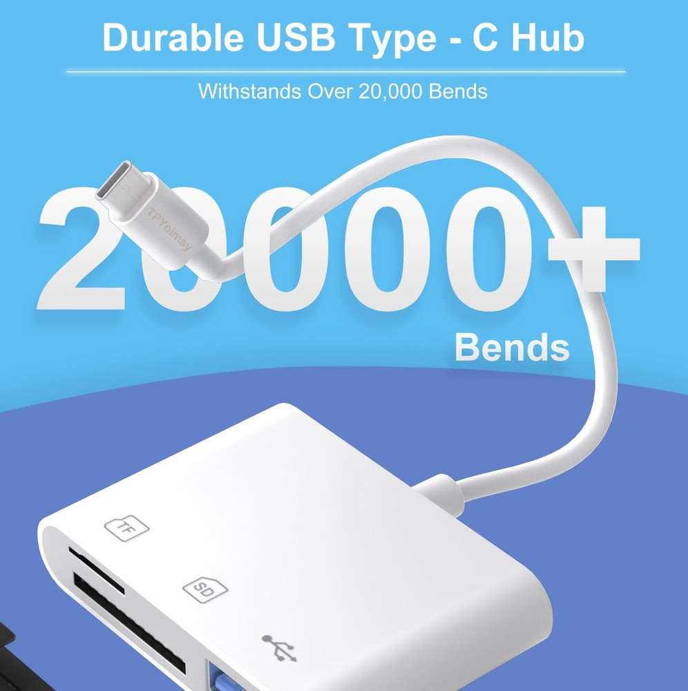 TPYoimay USB C to Micro SD TF Memory Card Reader, 3 in 1 Camera Card...