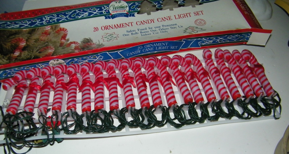 Vintage Christmas Blow Mold 20 Candy Cane String Light Set Working!