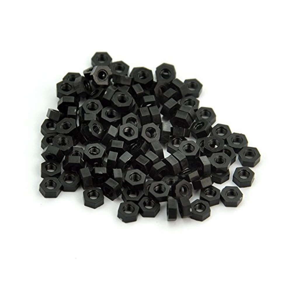 Electronics-Salon Metric Black Nylon Hex Nut, Hexagonal.