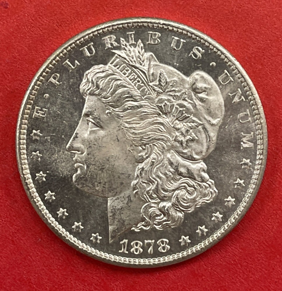 1878 S Morgan Silver Dollar, Gem Uncirculated, Prooflike.