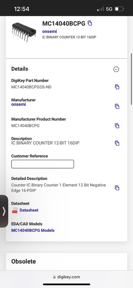 16pc MC14040BCPG onsemi Counter IC Binary Counter 12 Bit Negative Edge 16-PDIP