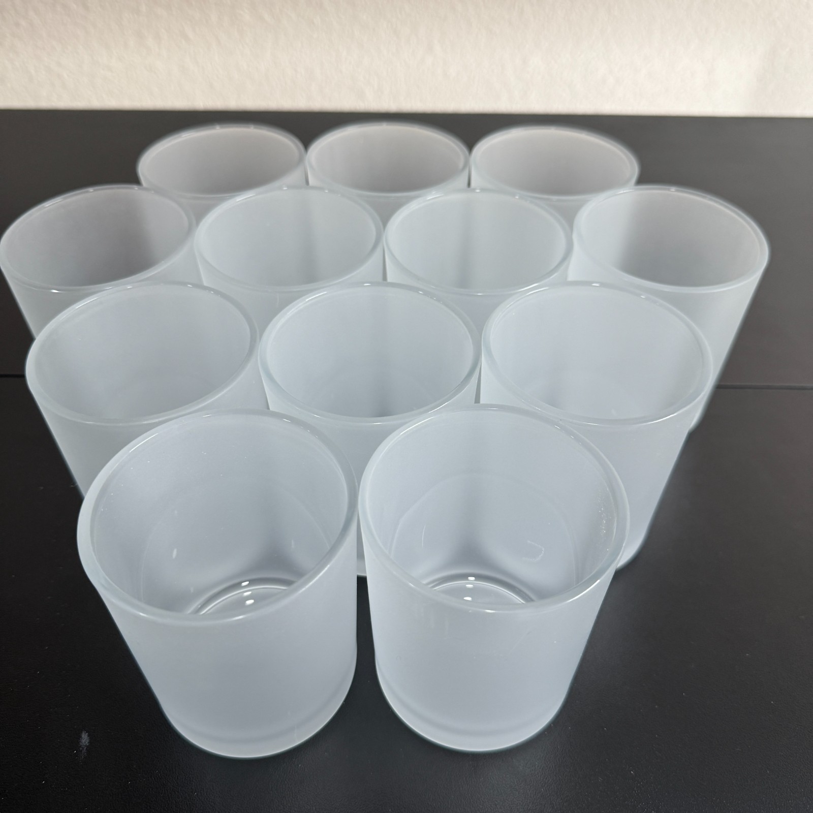 Frosted Clear Glass Candle Container With Wooden Lid Capacity 7 Oz Lot Of 12