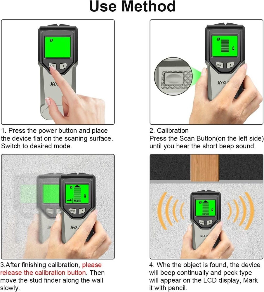 High Precision Wall Scanner - Multiple Modes for Safe Stud & Wire Detection