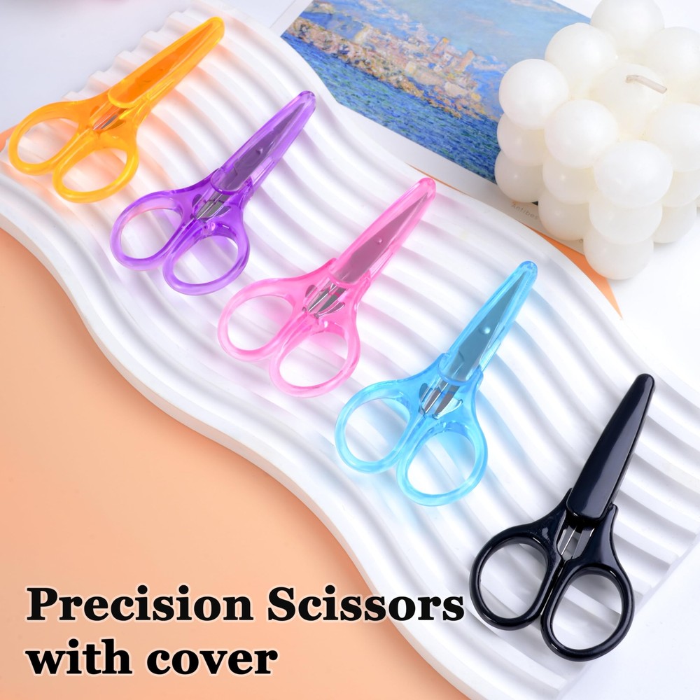 10 Pcs Small Craft Scissors Stainless Steel Tiny Scissors with Protective Cover