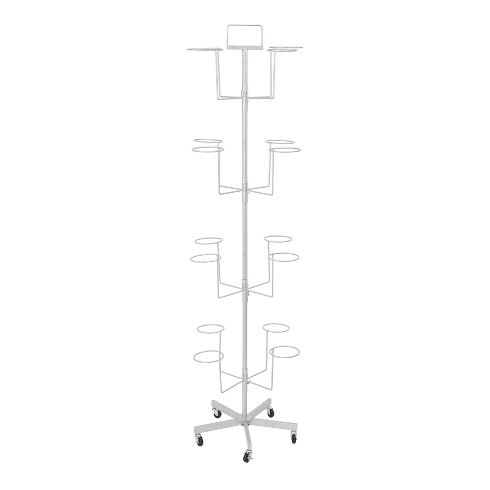 Freestanding Hat Display Stand Mobile Hat Rack Floor-Standing Hat Holder Silver