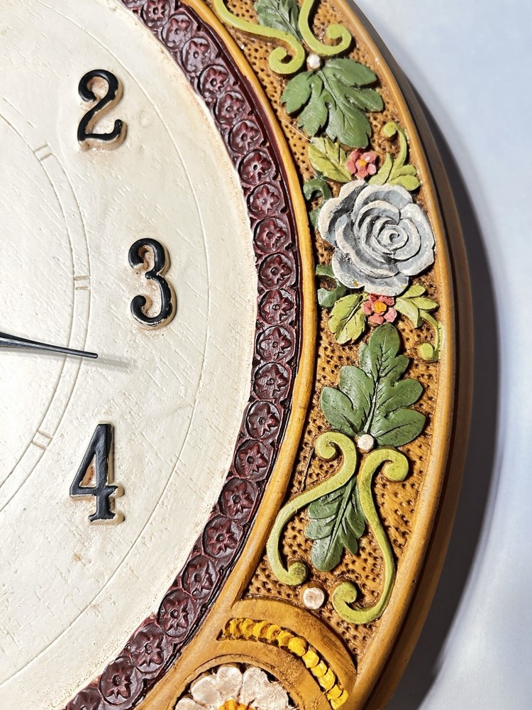 Sanmao Ceramic 60’s Flowered Round Wall Clock Cottagecore Works