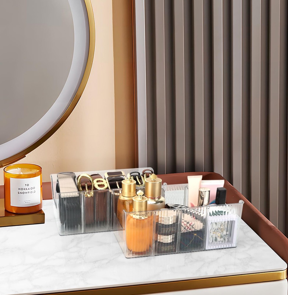 Acrylic Belt Organizer - 2 Pack with Adjustable 4 Compartments & Stackable De...