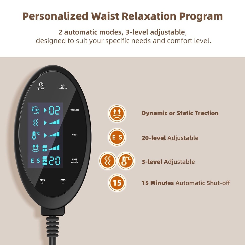 Electric Lumbar Traction Device, Multifunctional Back Traction Device with Dy...