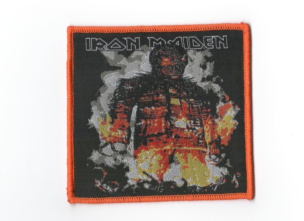 IRON MAIDEN, SEW ON ORANGE BORDER WOVEN PATCH