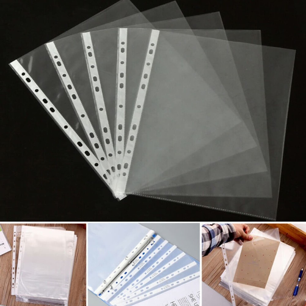 100 Pcs A4 Clear Document Folder, Waterproof Case Transparent Document Bag Pa...