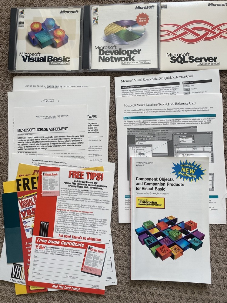 Microsoft Visual Basic 5.0 Enterprise Edition Upgrade with CD keys.