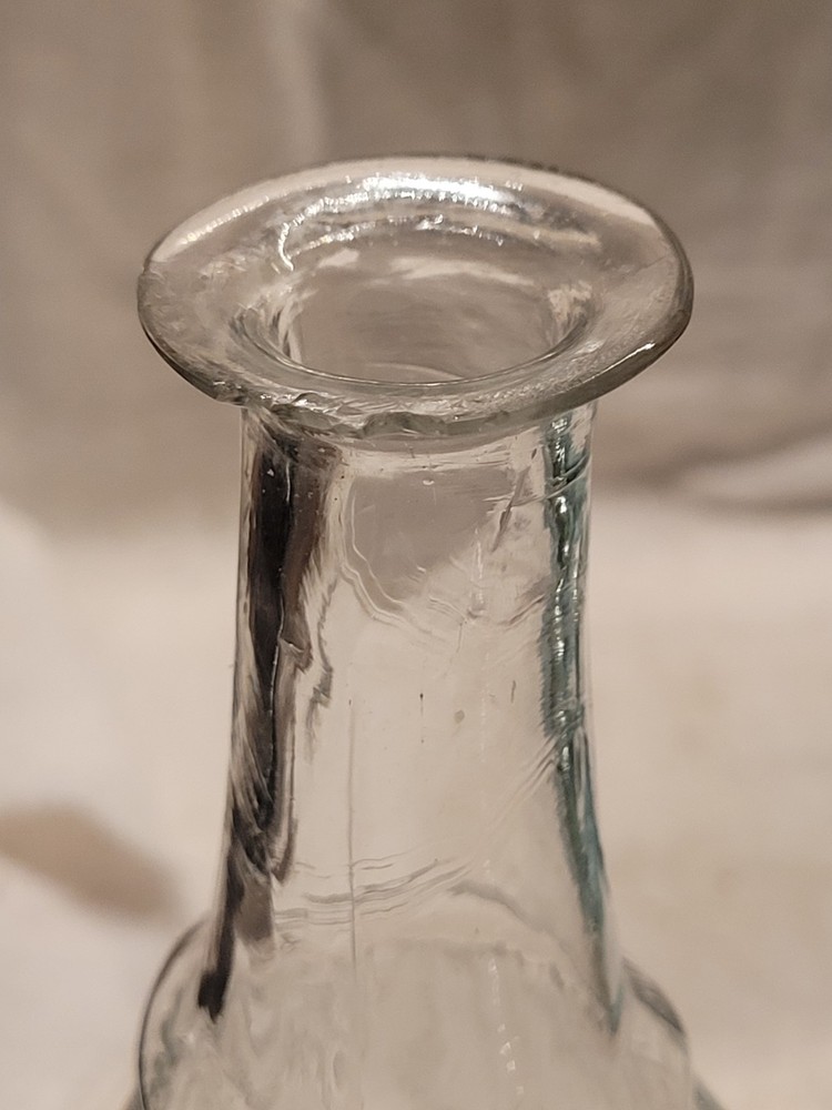 Small Rolled Lip Pontiled Ribbed Decanter Nice