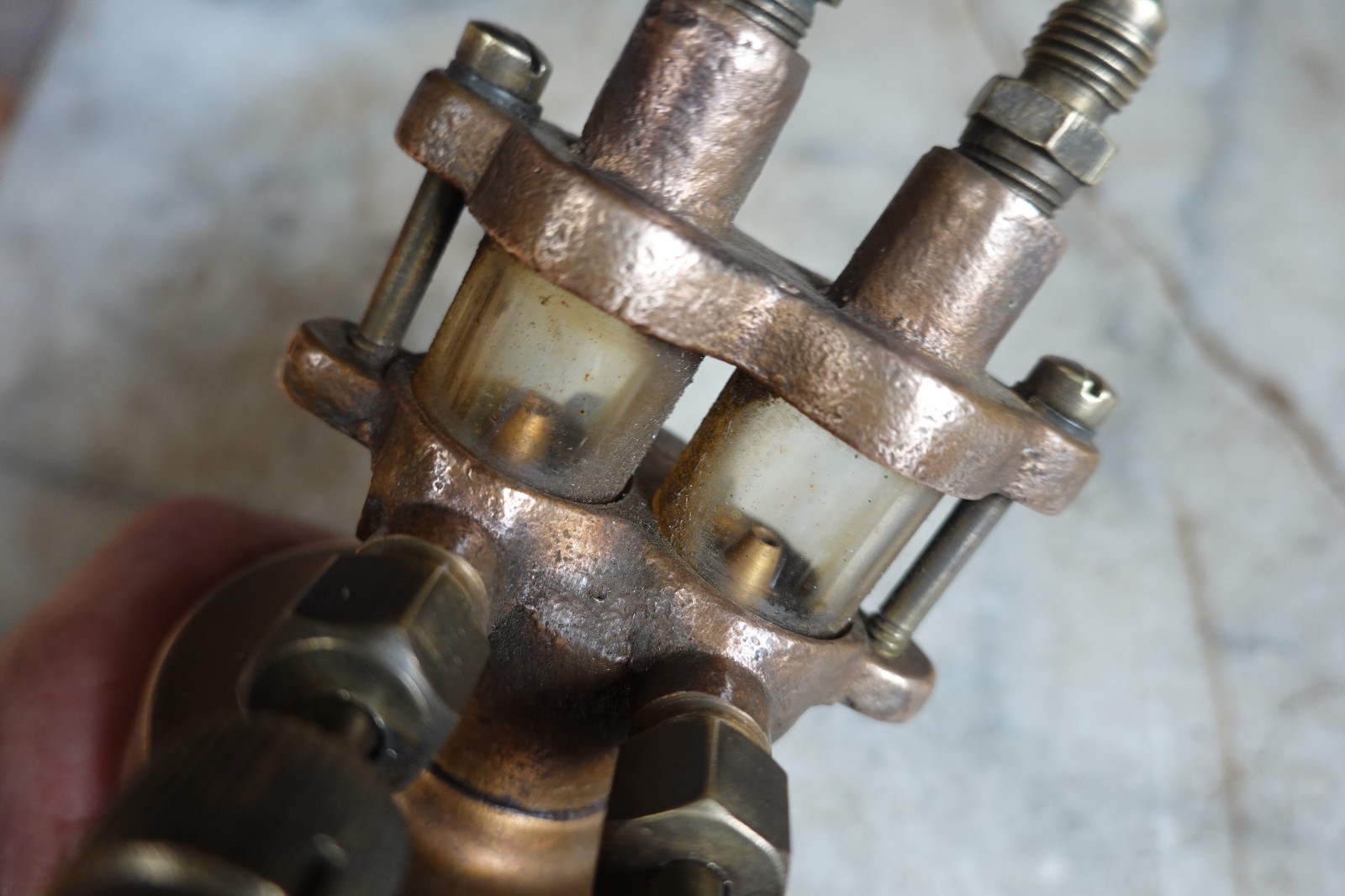 Antique RARE "NEWTONS MACHINE SHOP" 2 DRIP OILER CLEVELAND MARITIME MACHINIST