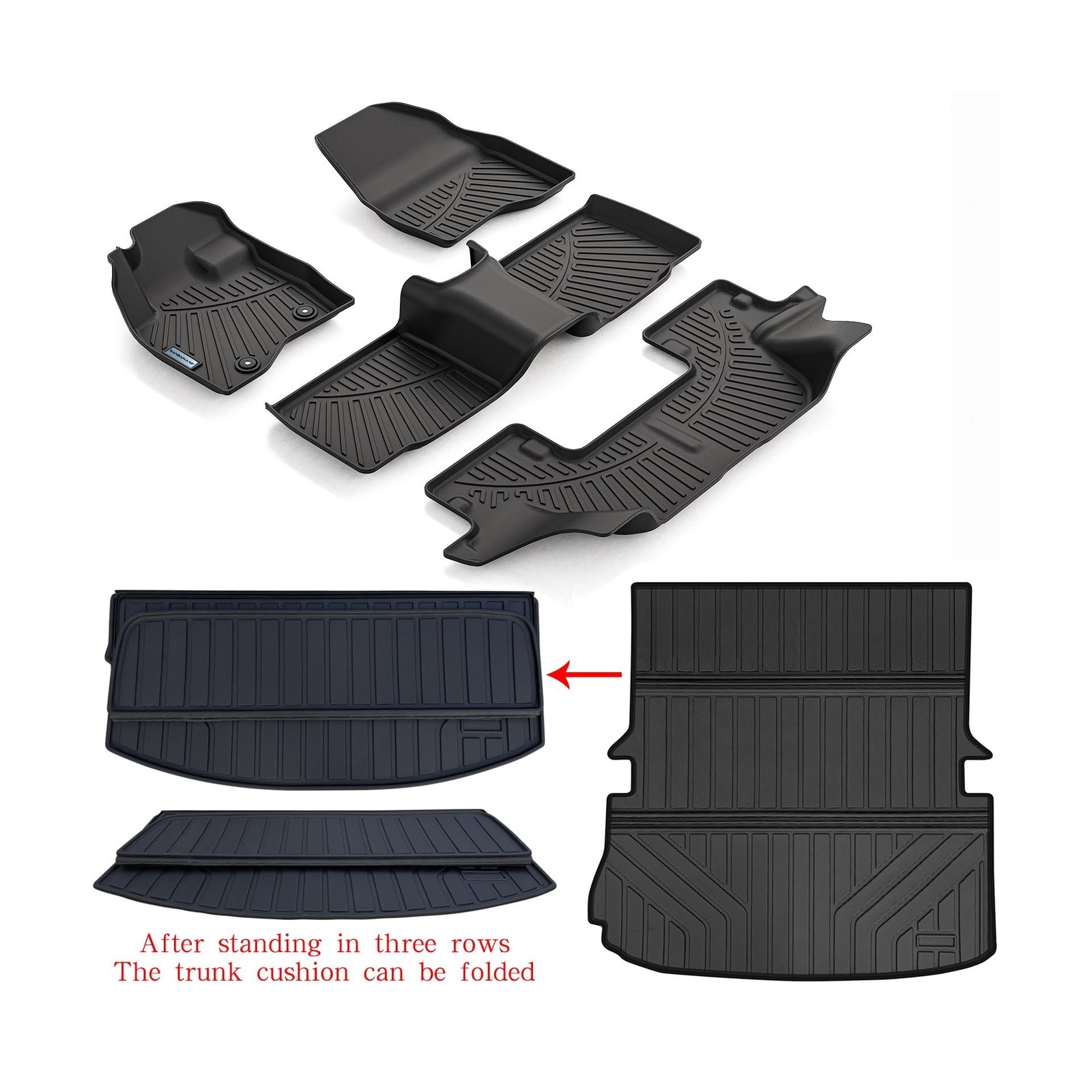 Floor Mats & Large Trunk Mat for 2015-2017 2018 2019 Ford Explorer 7 Seatsᦁ