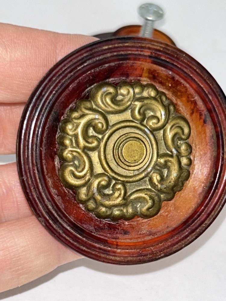 2 Lucite Amber Colored Large Drawer Pulls