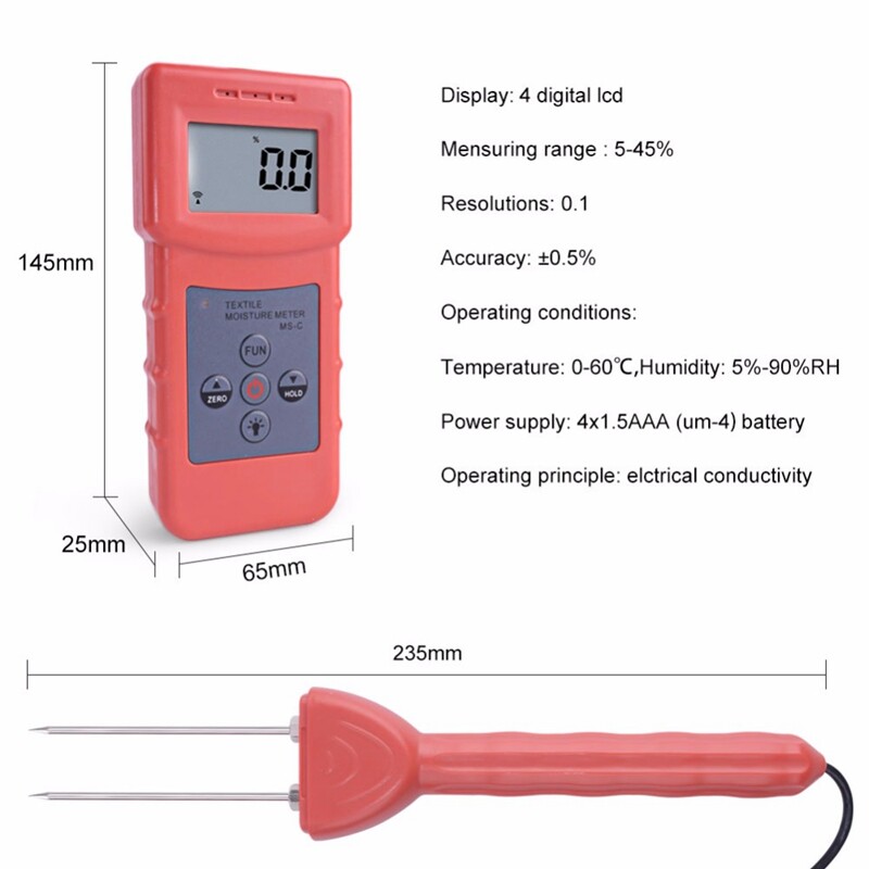 TOKY MS-C Textile Moisture Meter Operates Measuring For Textile Materials ✦KD