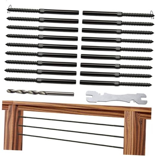 Black Cable Railing Hardware Kit, for 3/16" Cable Railing System for Wood