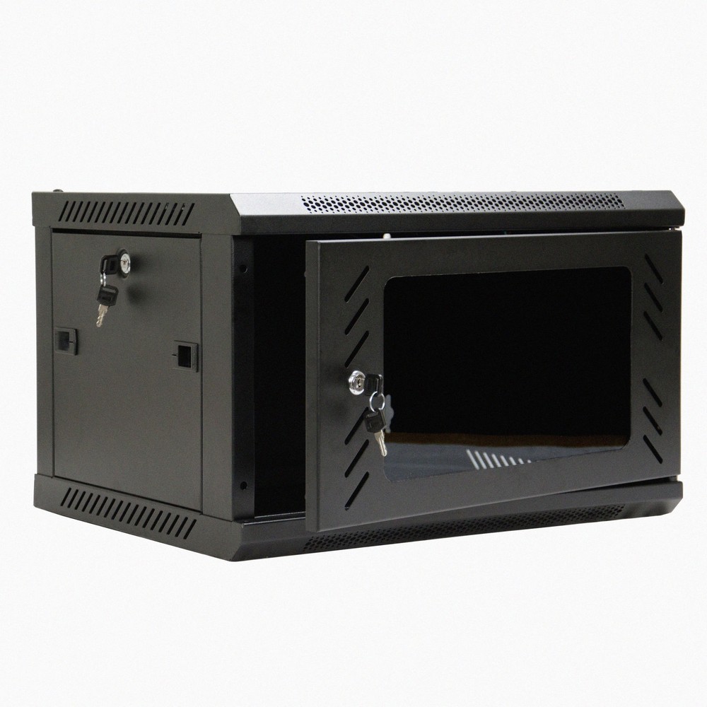 Server Cabinet 19" 6U Rack Wall Mount 16.5" Deep with Key Lock Fan Data Network